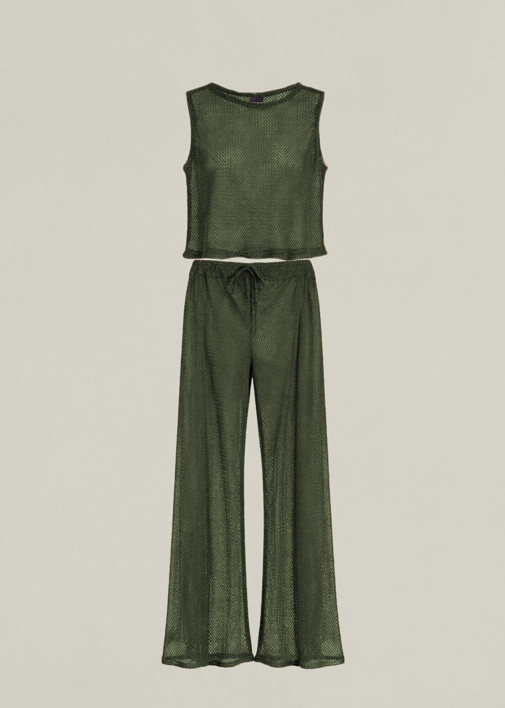 OLIVE GREEN OPEN KNIT SET