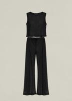 BLACK OPEN KNIT SET