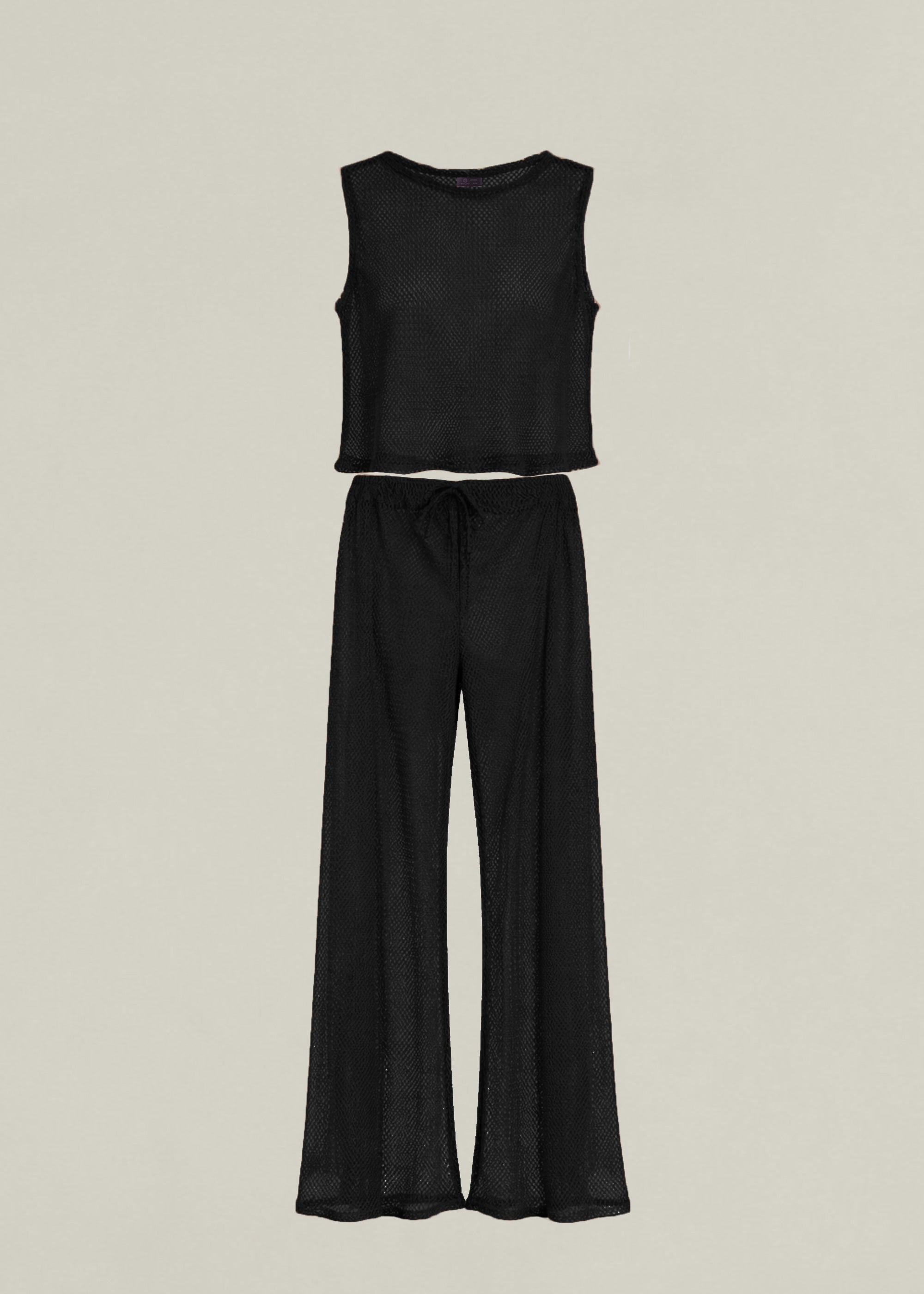 BLACK OPEN KNIT SET